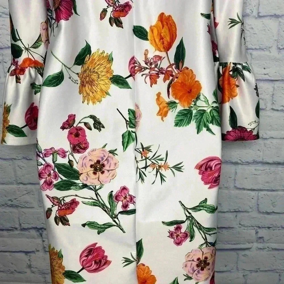 NWOT ASOS DESIGN botanical floral shift mini dress with fluted sleeves - Picture 10 of 12